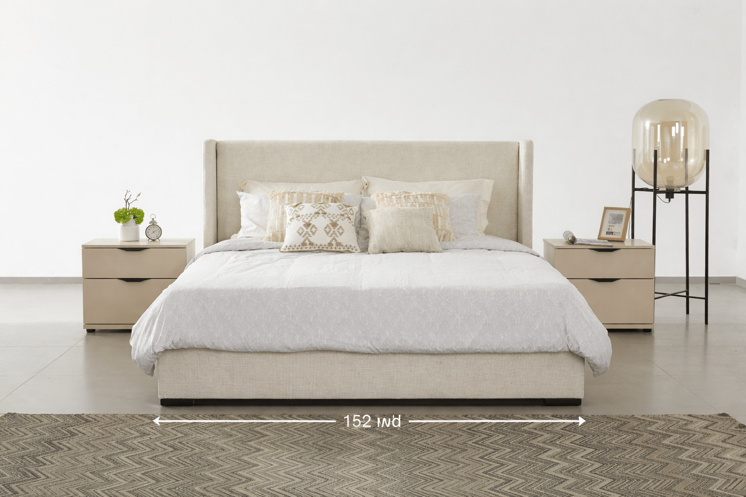 Bisque Beige Upholstered Bed