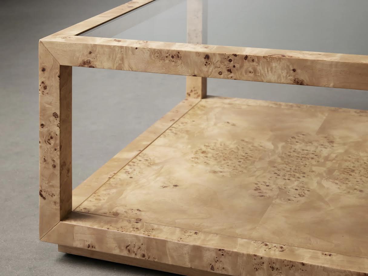 Burl Elegance Glass Coffee Table