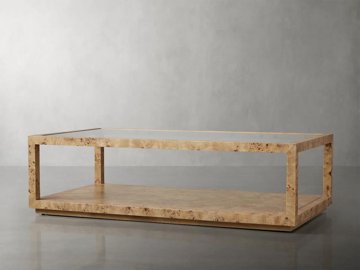 Burl Elegance Glass Coffee Table