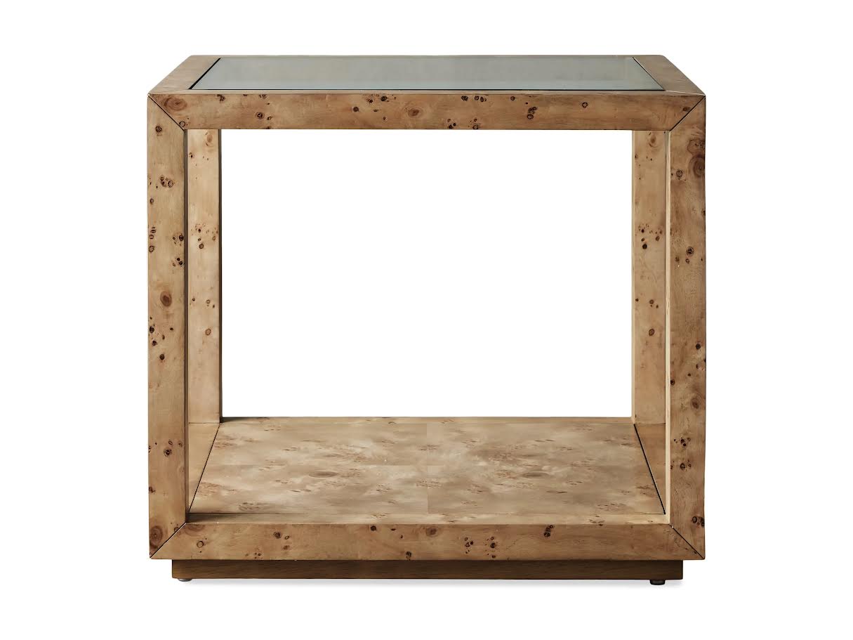 Burl Elegance Glass End Table