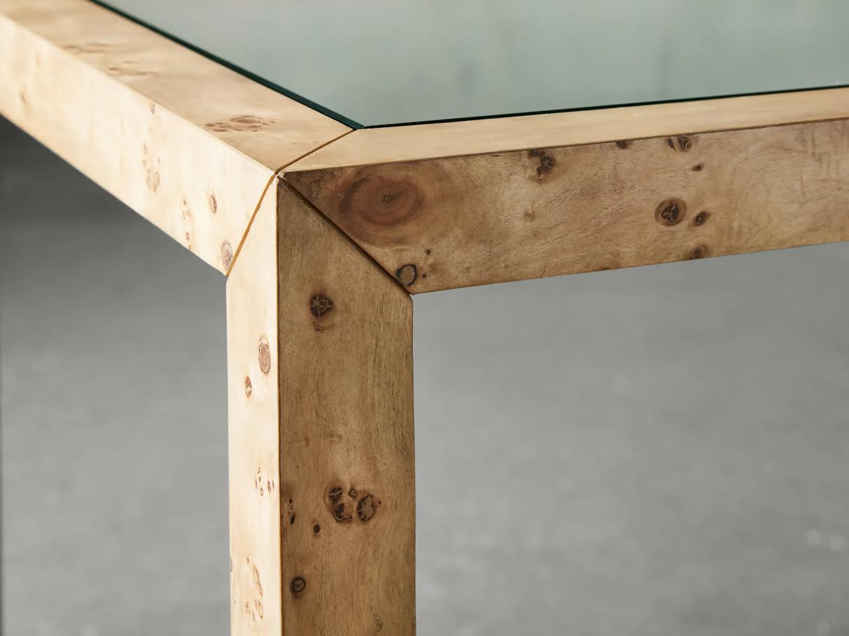 Burl Elegance Glass End Table