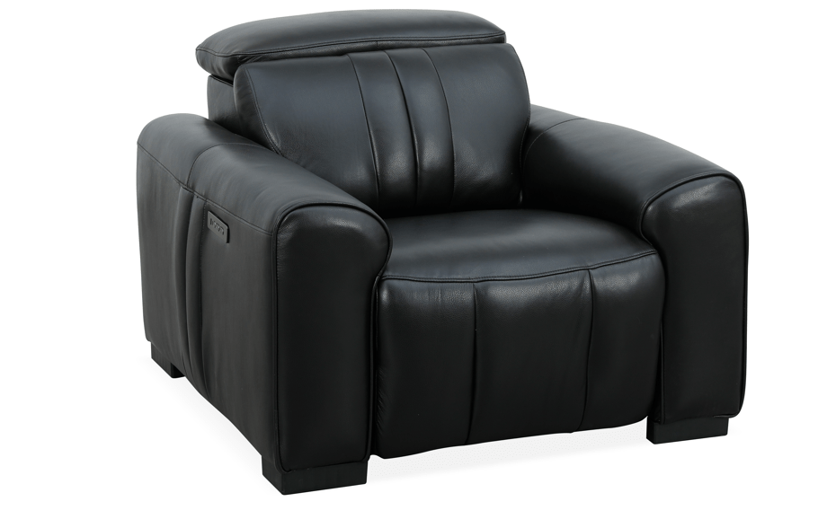 Canyon Luxe Black Leather Motion Power Chair (105cm)