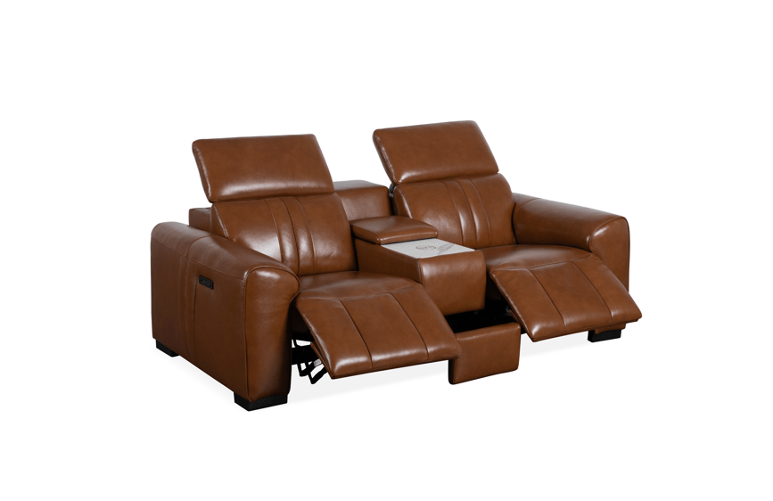 Canyon Luxe Black Leather Motion Power Loveseat