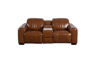 Canyon Luxe Brown Leather Console Marble Top WC (34cm)