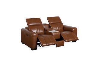 Canyon Luxe جلد بني متحرك كهربائي مسند ذراع أيمن (84 سم)