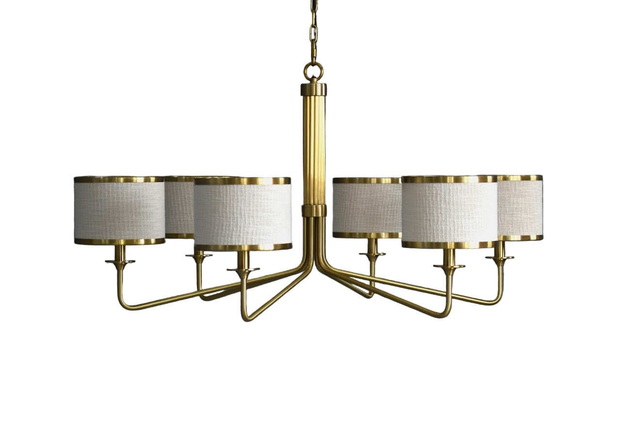 CHANDELIER W/ BEIGE COTTON LINEN SHADE