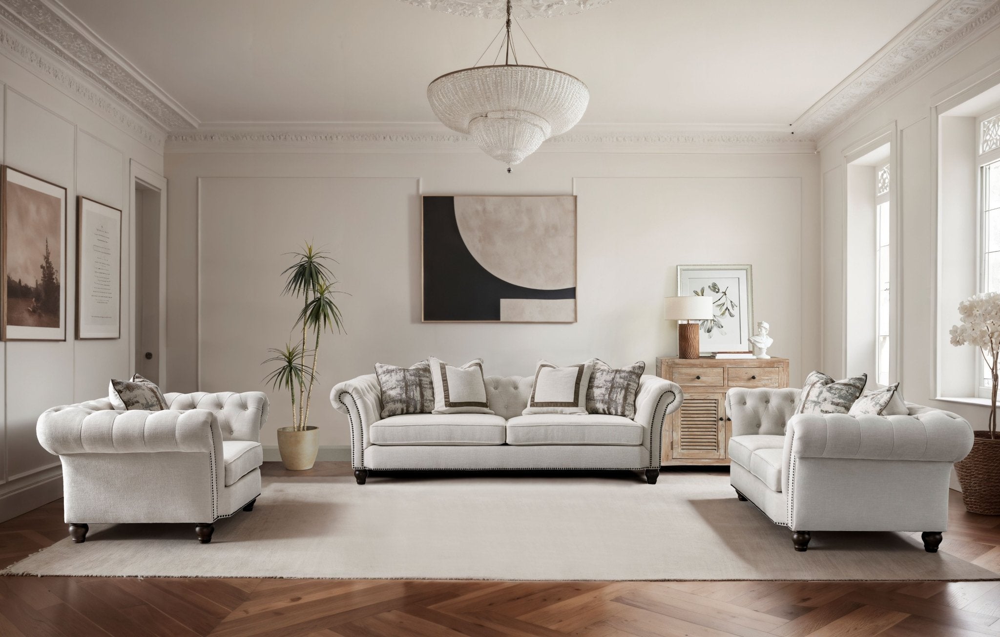 Chesterfield Cream Loveseat