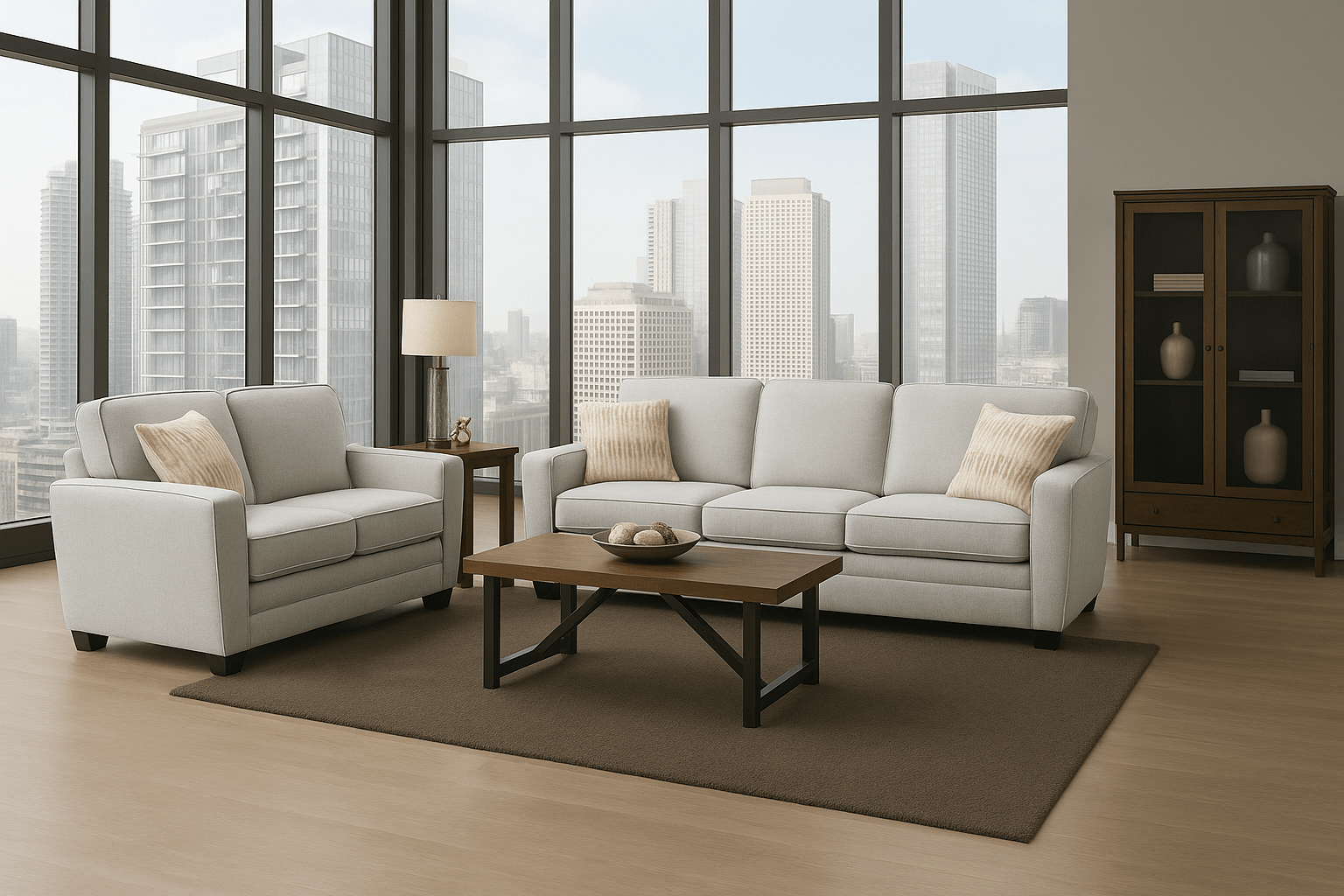 Confa Beige Living Room Set ( Sofa + Loveseat)