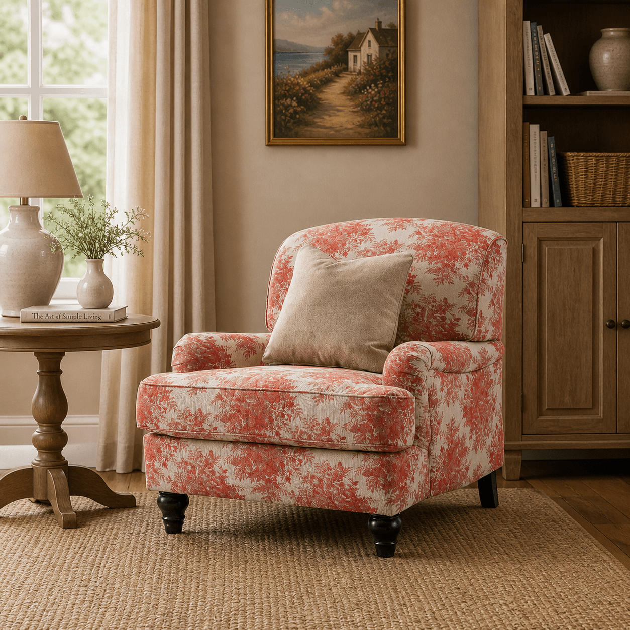 Coral Pattern Accent Chair