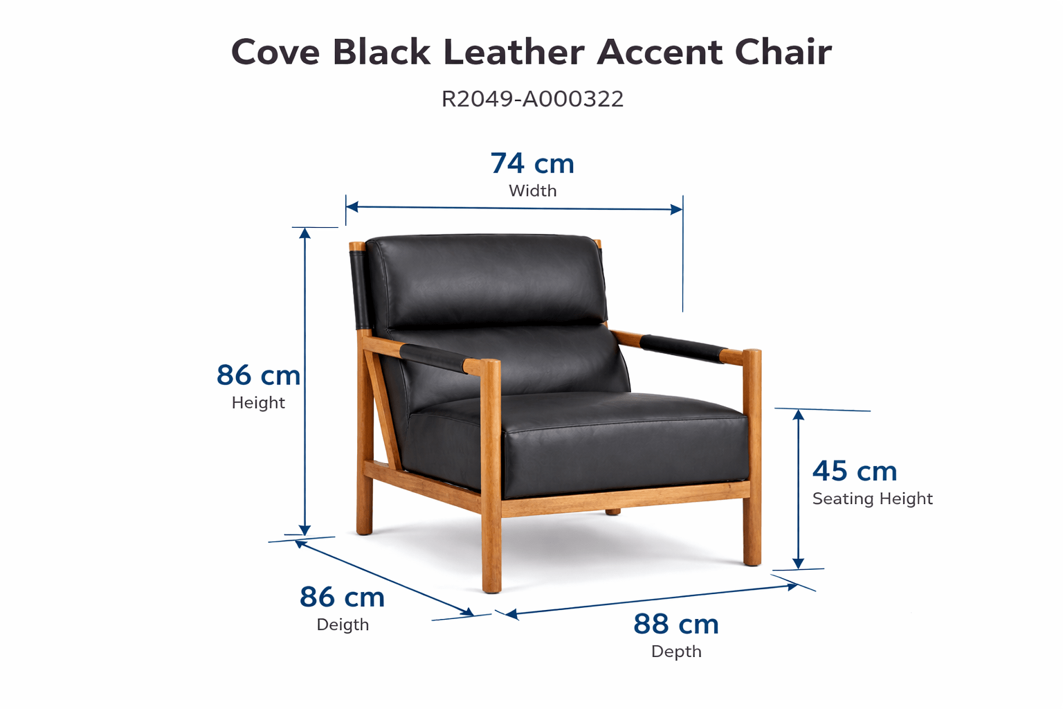 Cove Black Leather Accent Chair