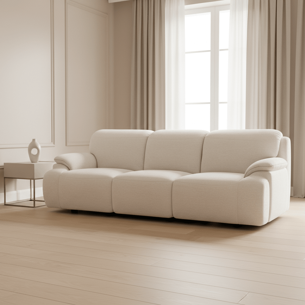 Cushy White Power Motion Sofa