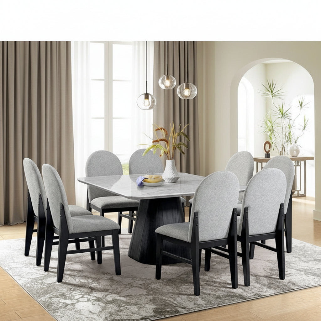 Edison Square Dining Table in White and Black
