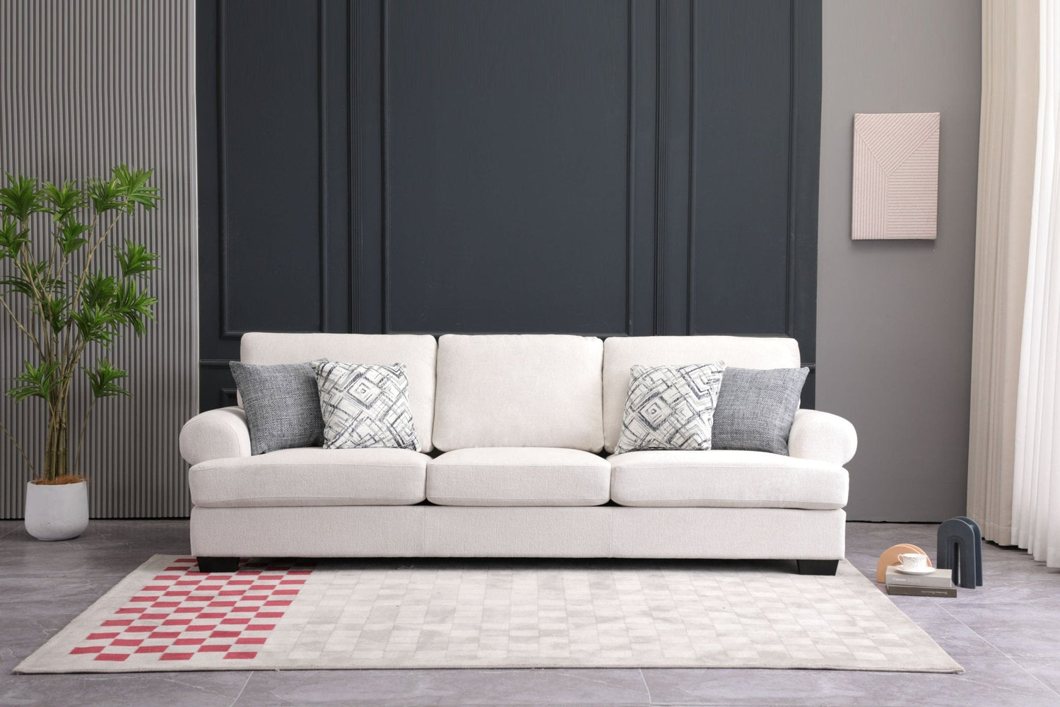 Elegant White XL Sofa