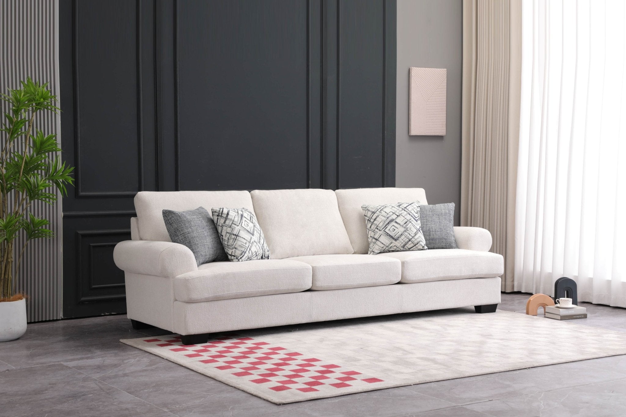 Elegant White XL Sofa