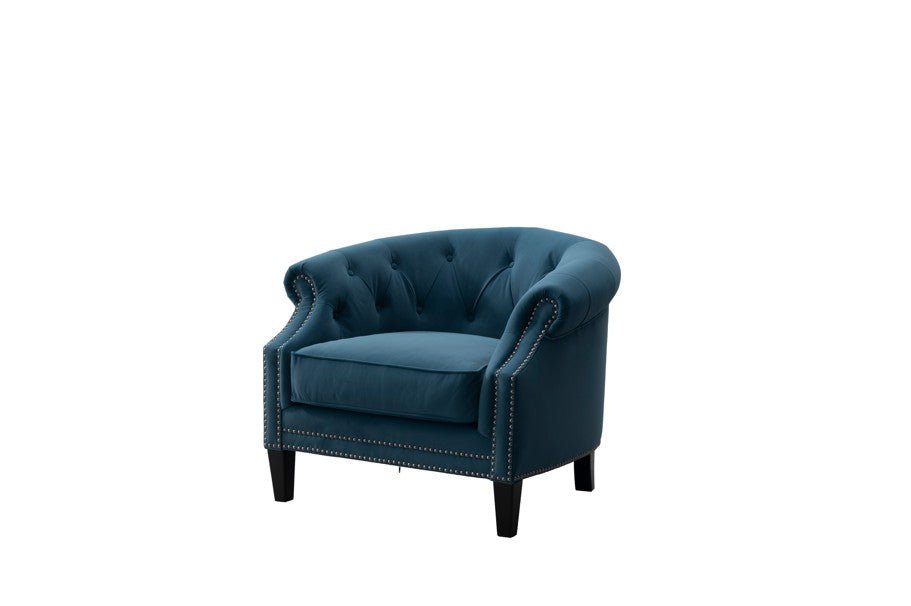 Elevated Greek Navy Blue Accent Chair