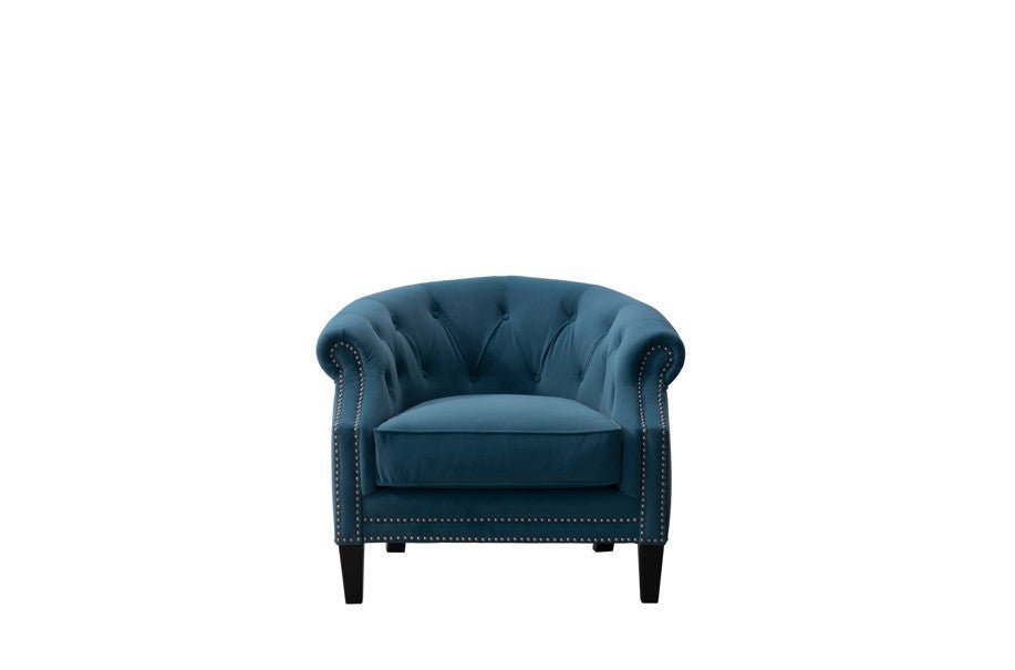 Elevated Greek Navy Blue Accent Chair