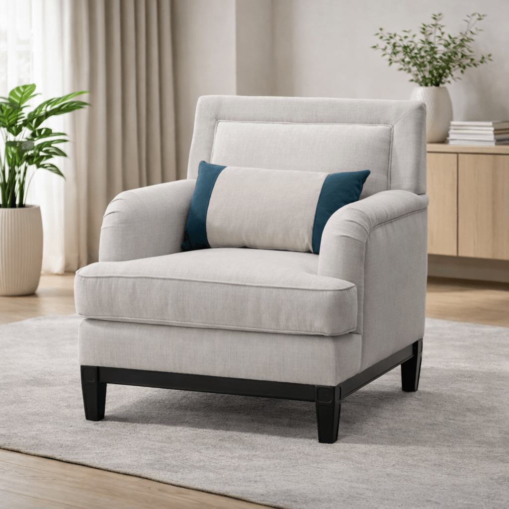 Elevated Greek Off-White Arm Chair