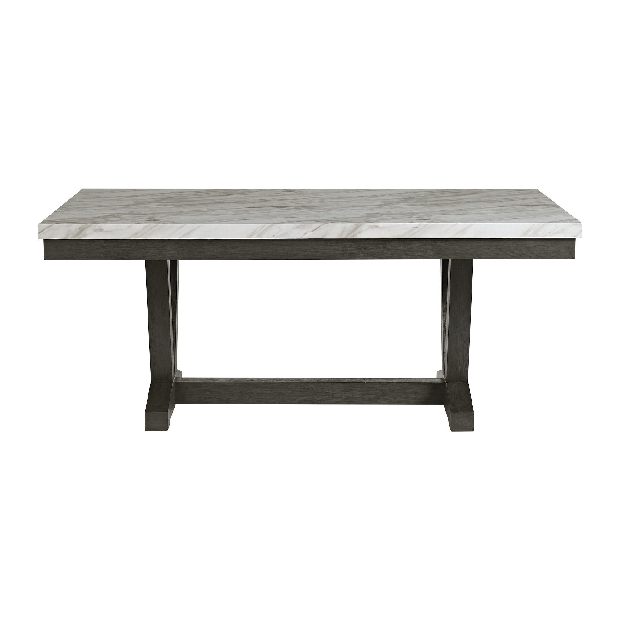 Everdeen Dining Table w/ White Faux Marble Top in Charcoal