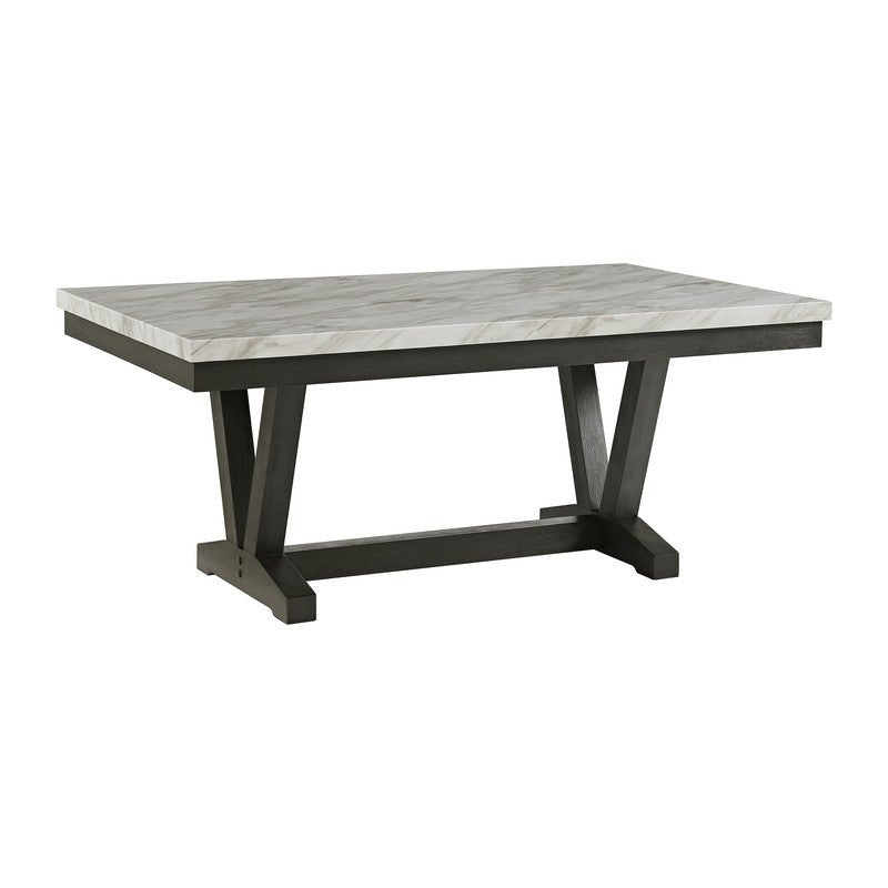 Everdeen Dining Table w/ White Faux Marble Top in Charcoal