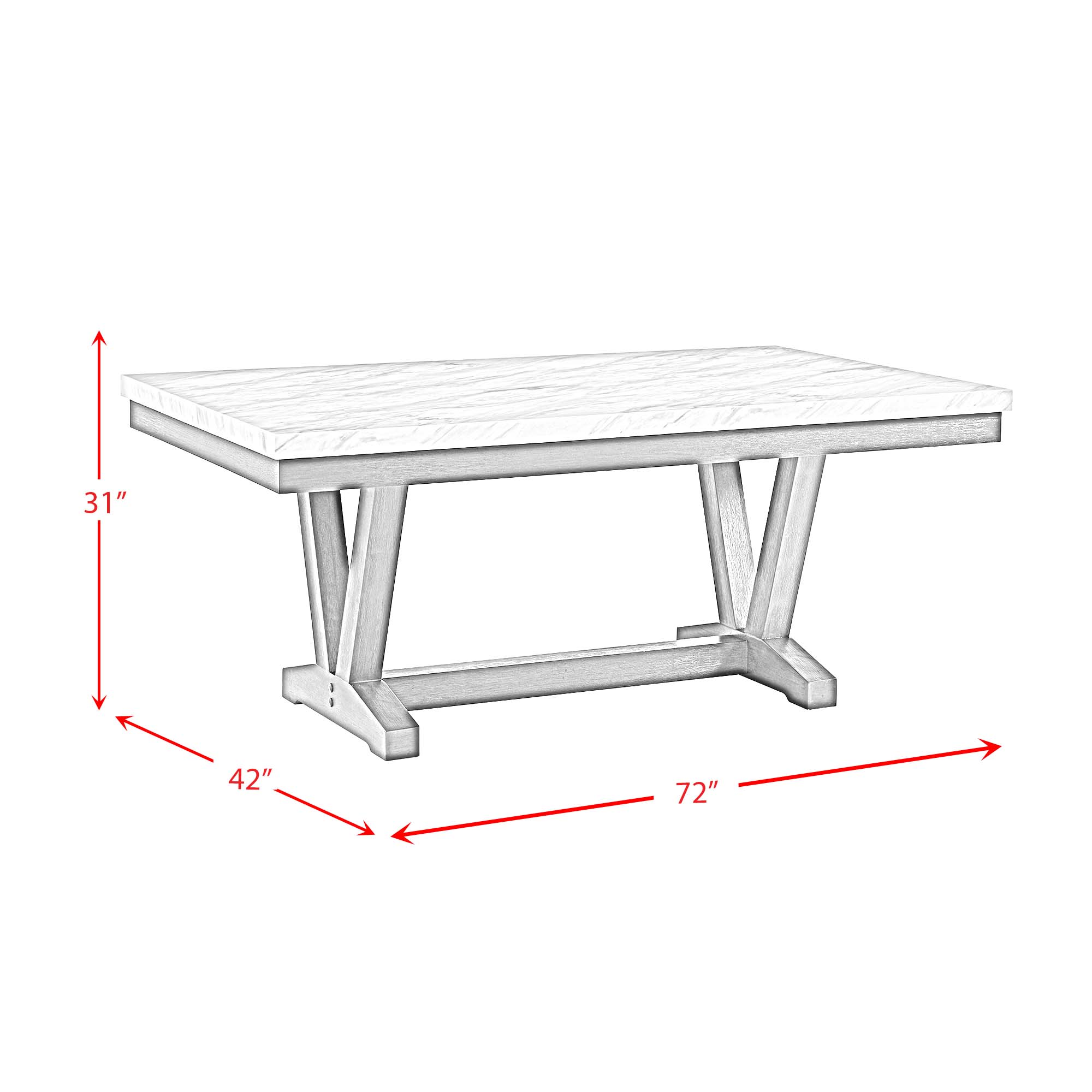 Everdeen Dining Table w/ White Faux Marble Top in Charcoal