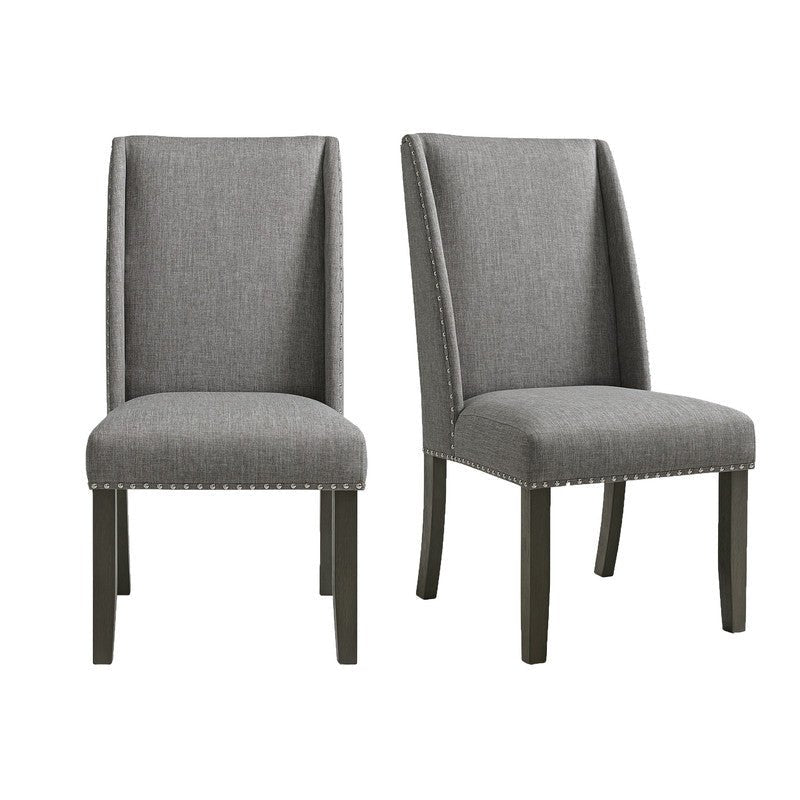 Everdeen Side Chair w/ Grey Fabric and Nail Heads in Charcoal (2 Per Carton)