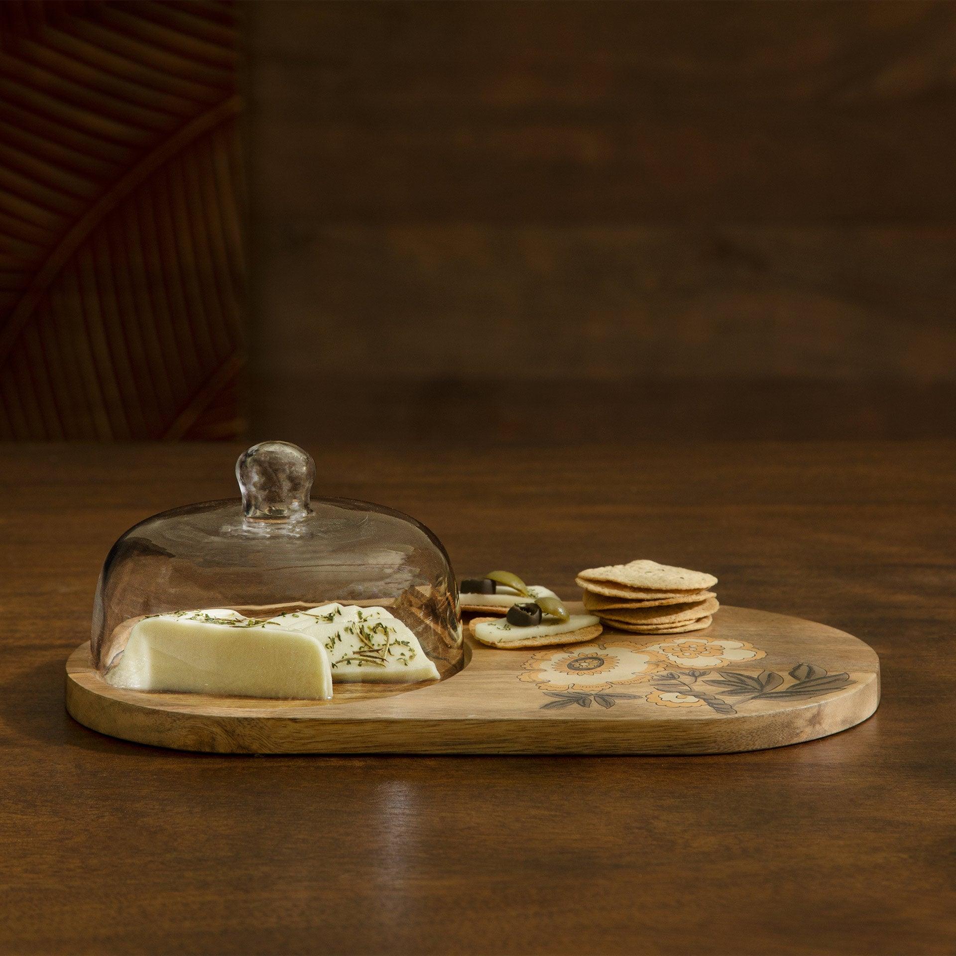 Fleur D’Or Platter with Glass Cloche