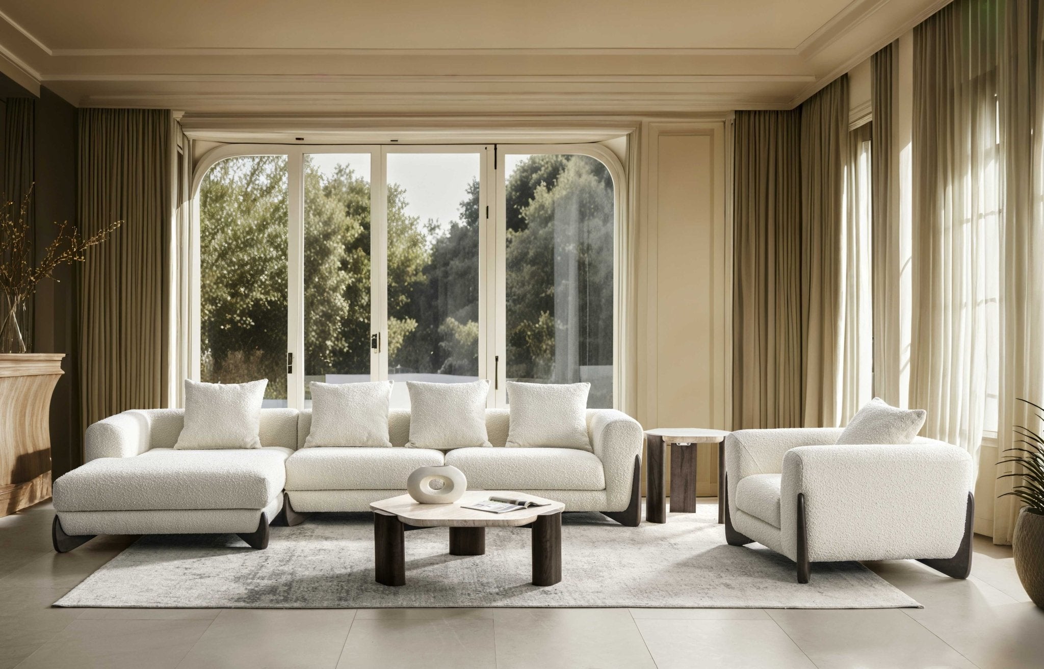 Floux White Left Chaise Sectional