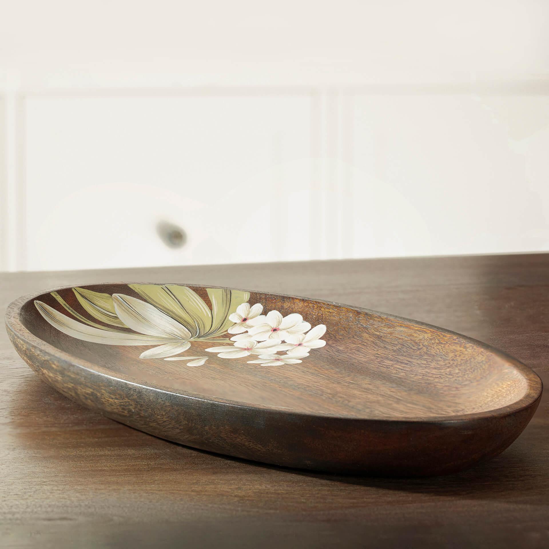 Frangipani Oval Wooden Platter(Large)