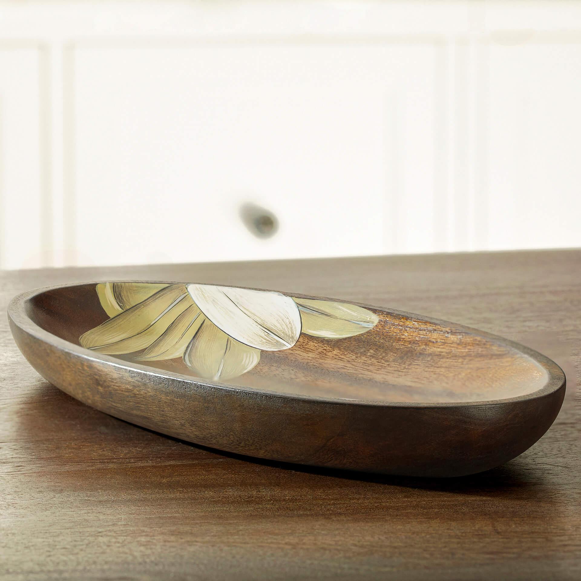 Frangipani Oval Wooden Platter(Small)