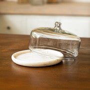 GLASS CLOCH W/MARBLE BASE