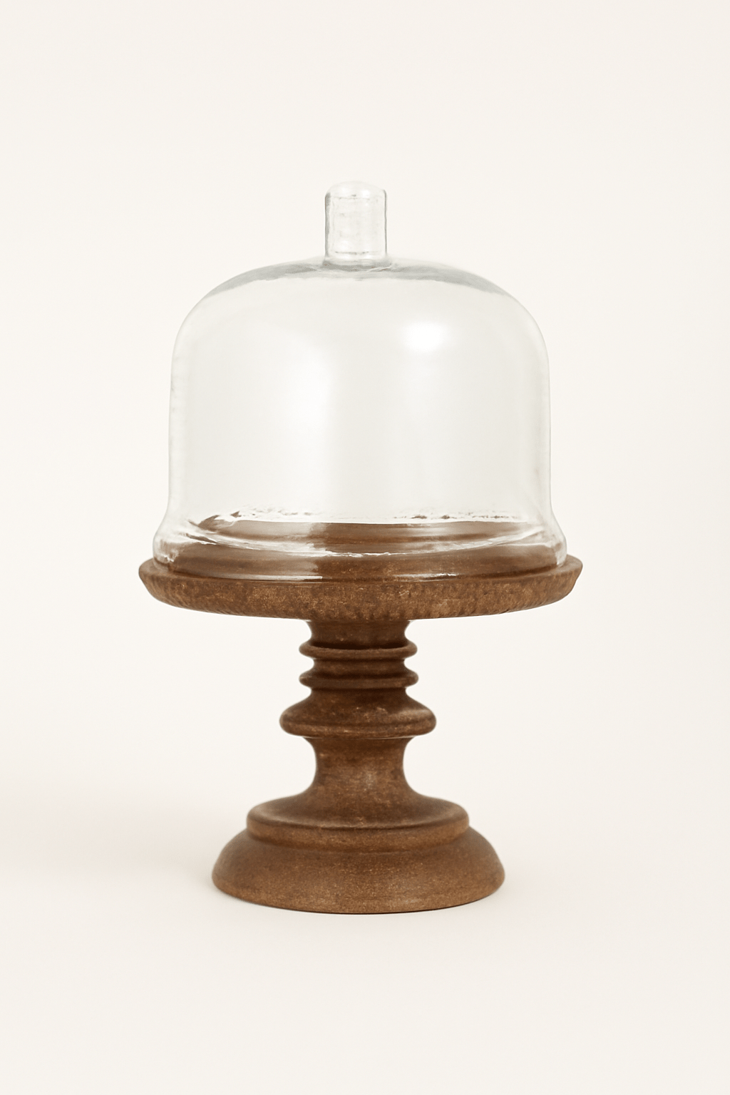 GLASS CLOCH W/WDN BASE