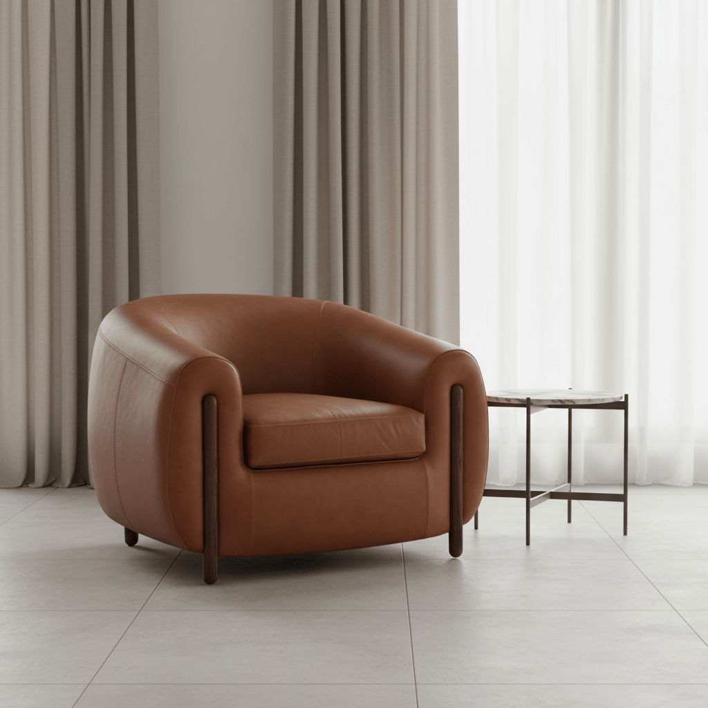 Grace Brown Leather Accent Chair (96Cm)