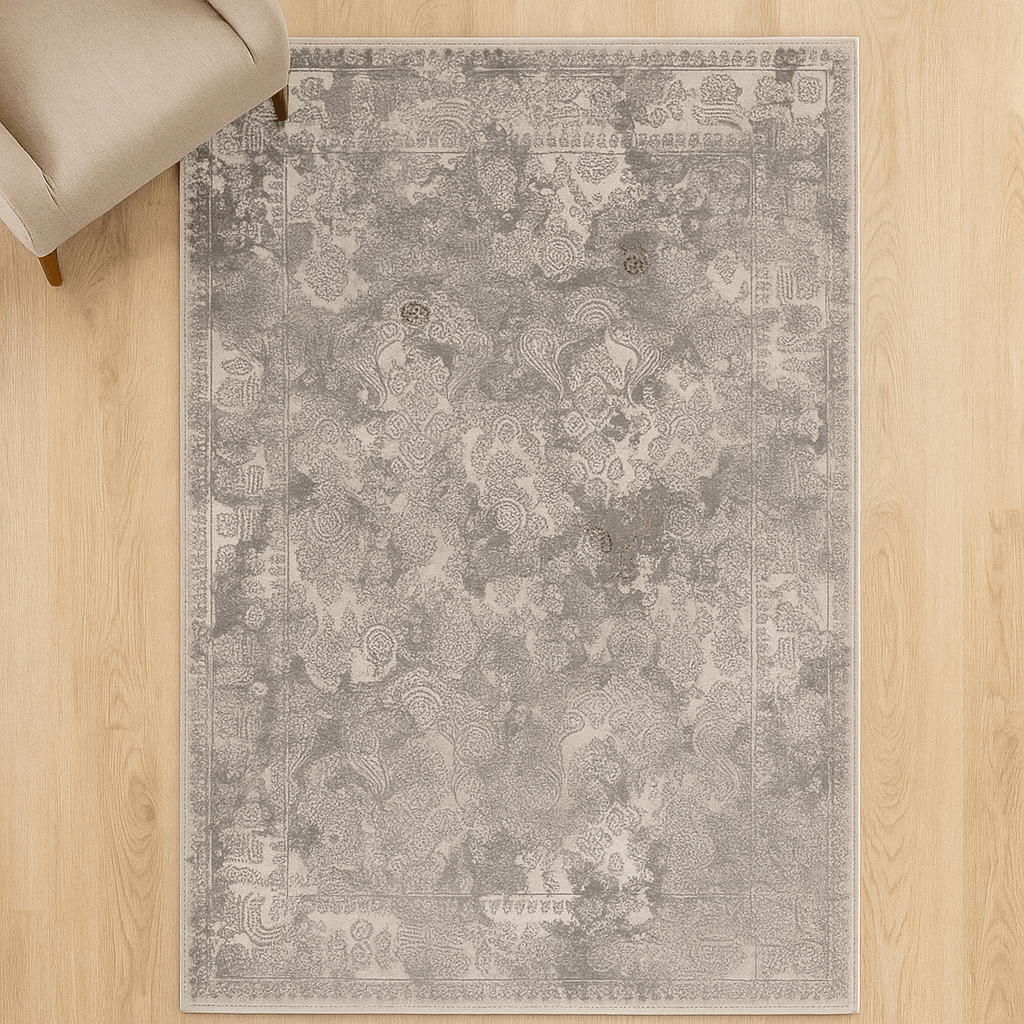 Gray and white Rug