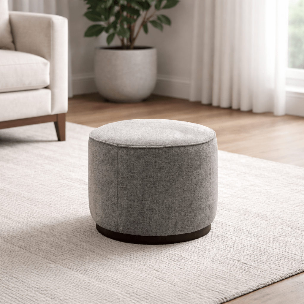 Grey Linen Ottoman W55.5xH44cm