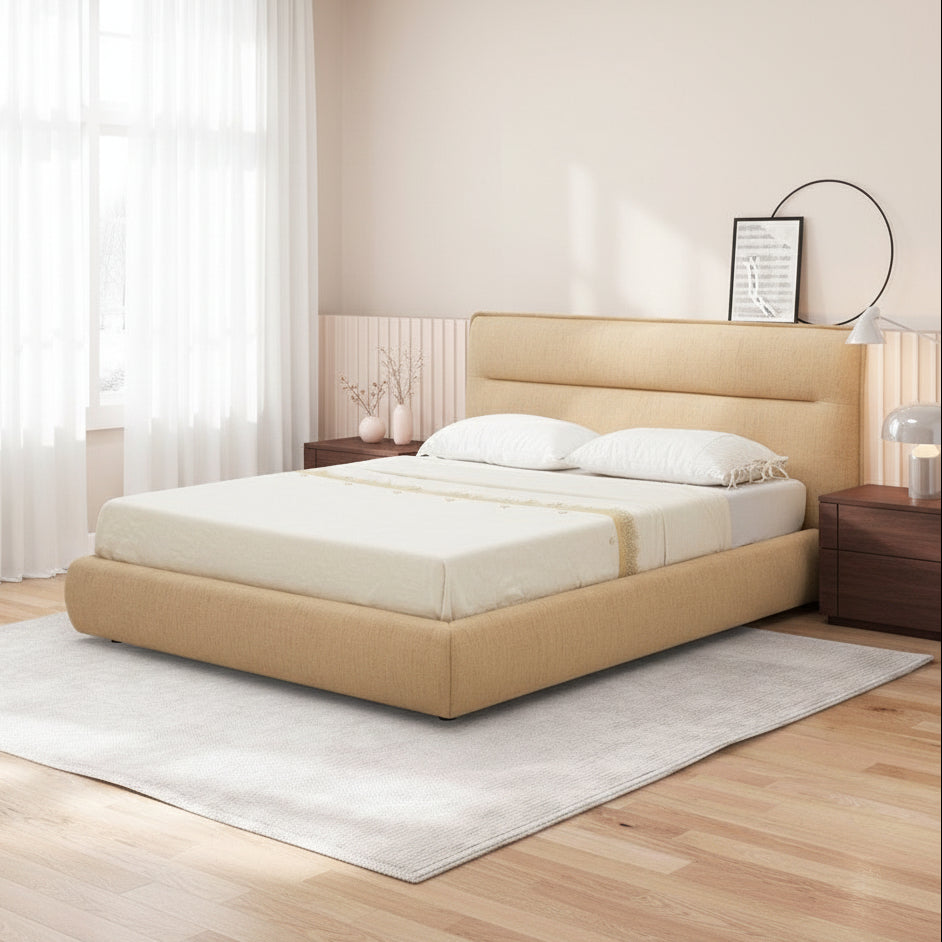 Ivory Beige King Bed