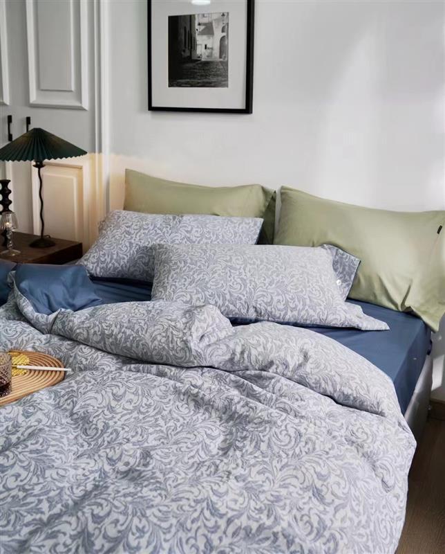 Jaqcuard Floral Weave Grey Bedding Set-KING