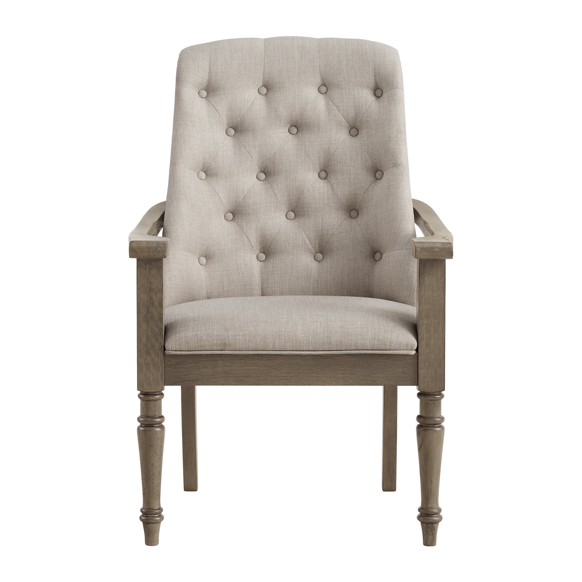 Kings Court Dining Arm Chair with Taupe Fabric in Grey