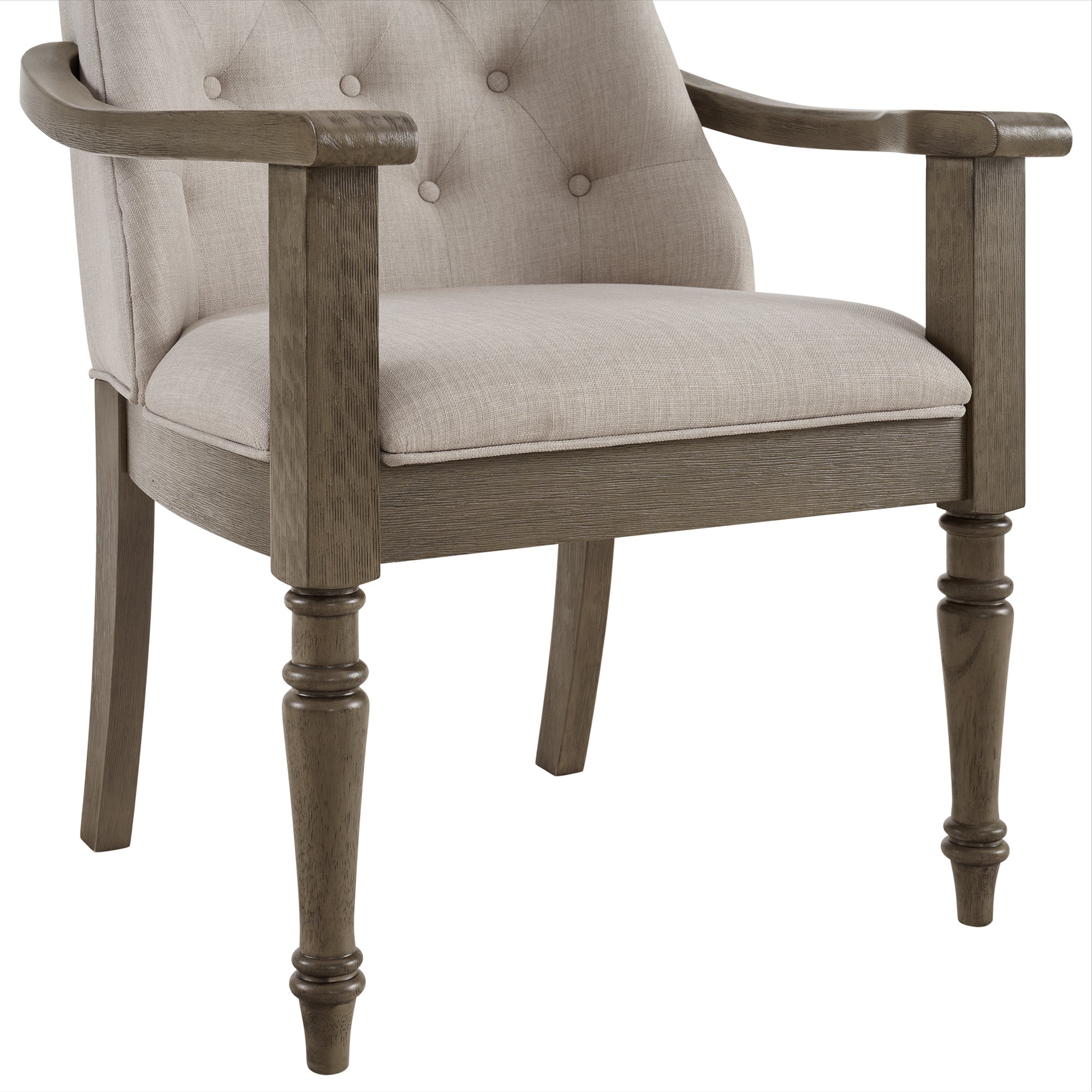 Kings Court Dining Arm Chair with Taupe Fabric in Grey