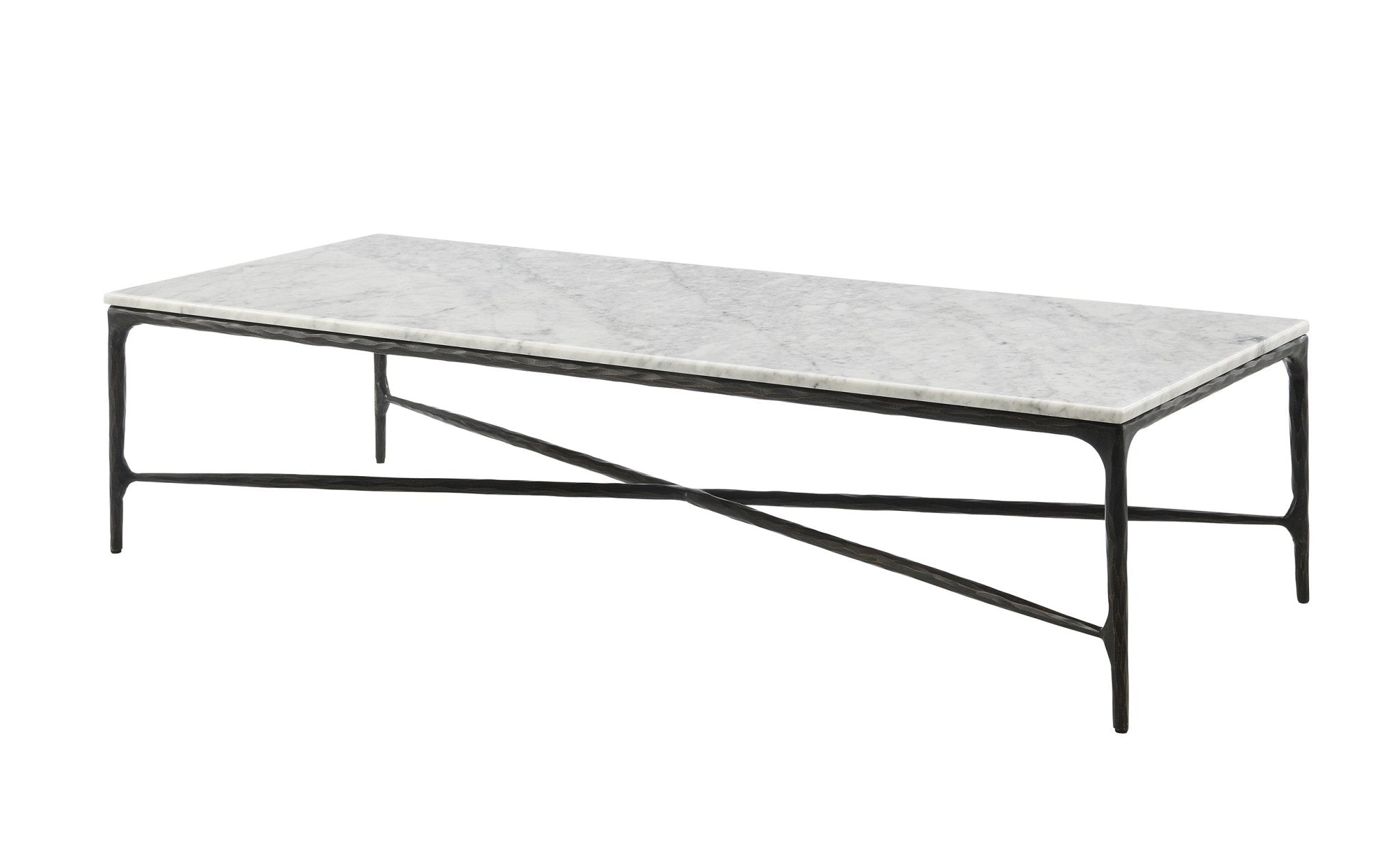 Square Silver Coffee Table with Marble Top