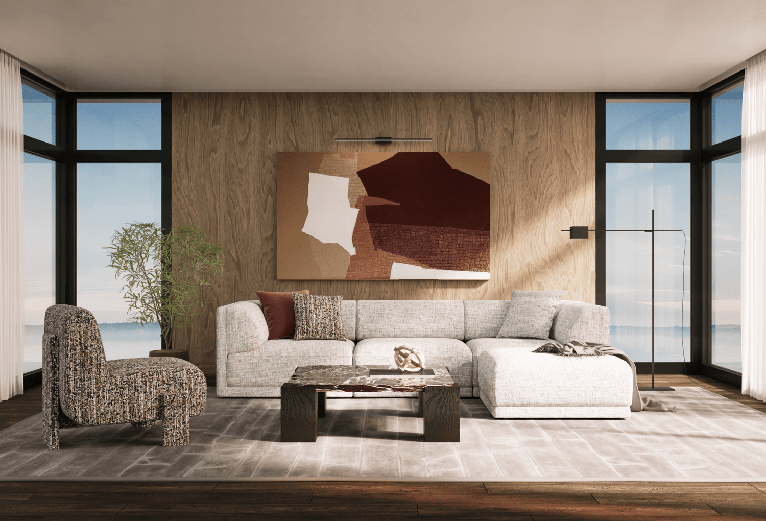 Meryl Beige Sectional Armless (94cm)