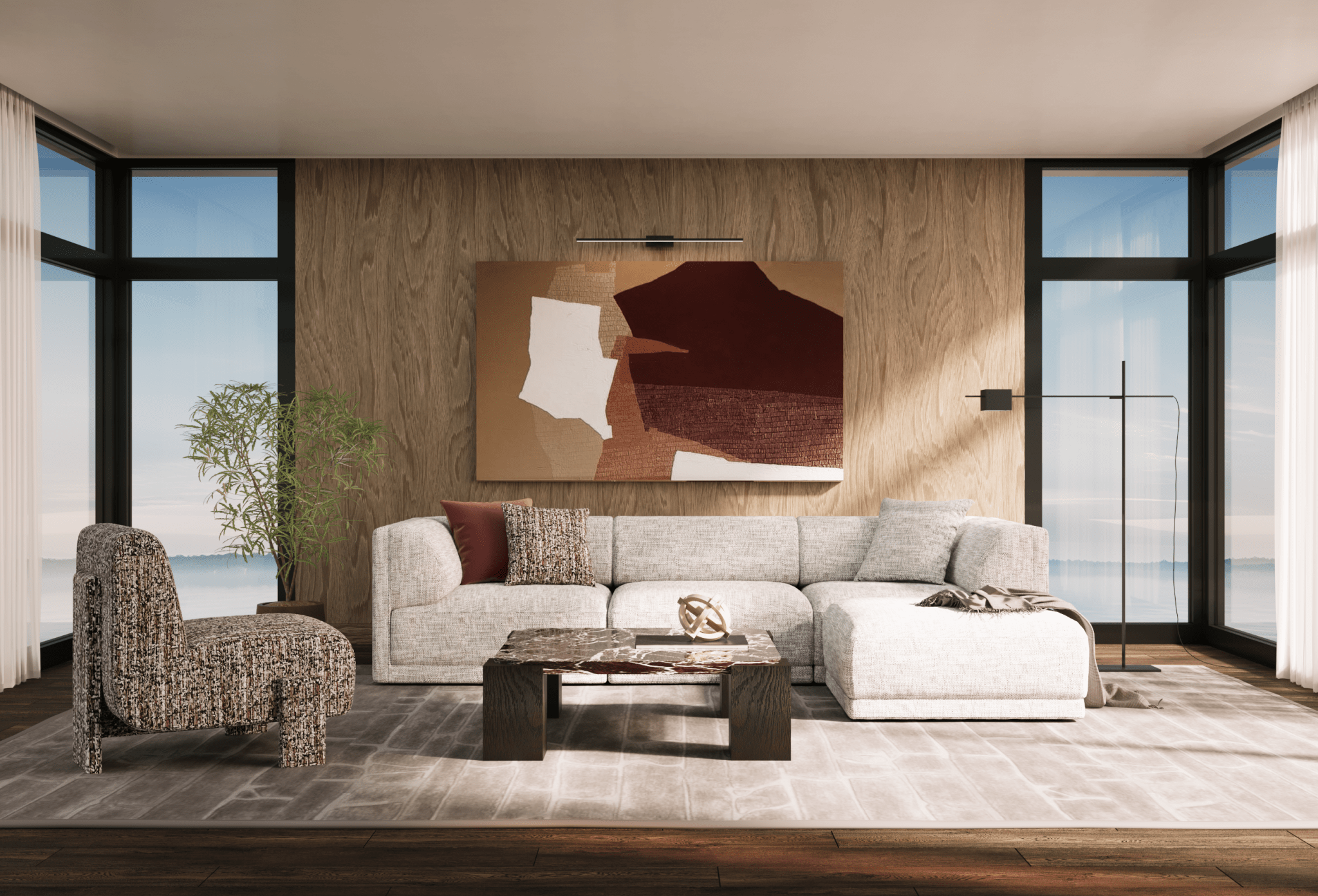 Meryl Beige Sectional Armless (94cm)