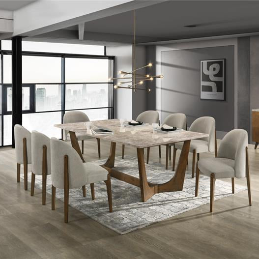 Morgans Beige Marble Dining Table 8 Seater SET