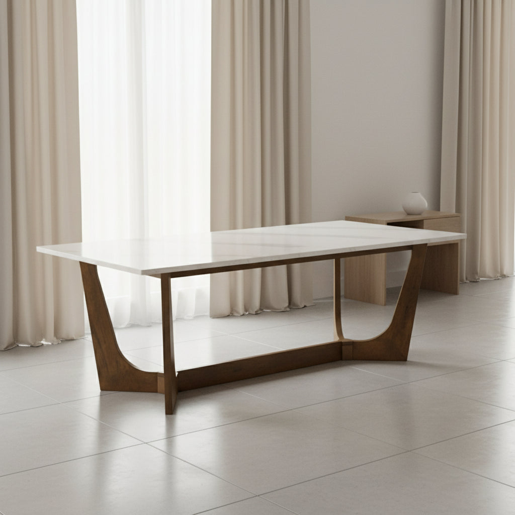 Morgans White Marble Dining Table 8 Seater SET