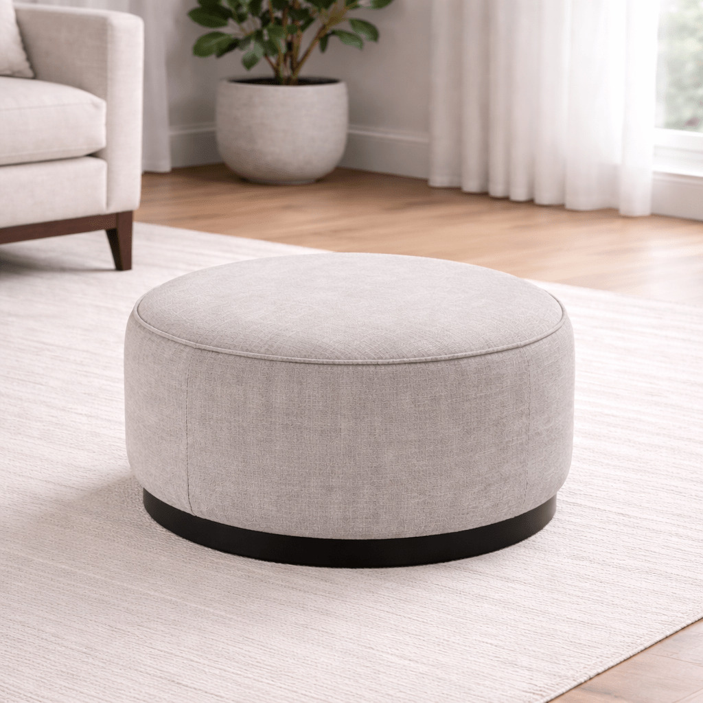 Oatmeal Linen Ottoman W55.5xH44cm