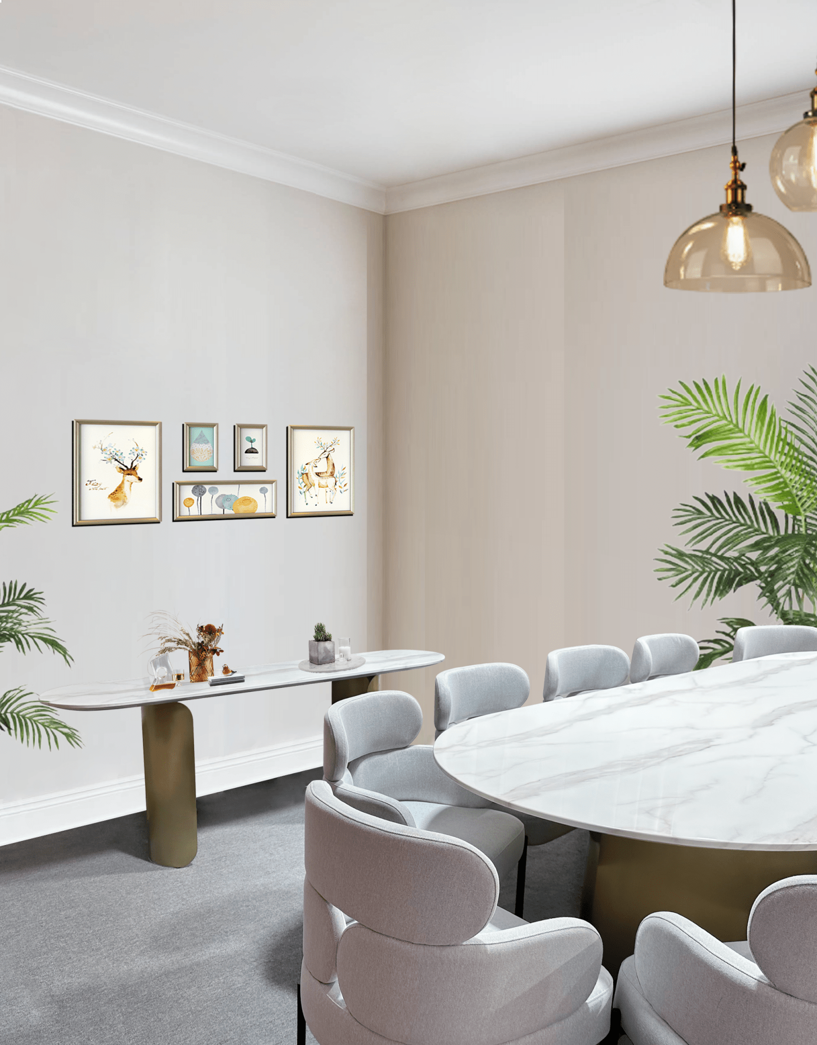 Oval Marble Dining Table -12 Persons