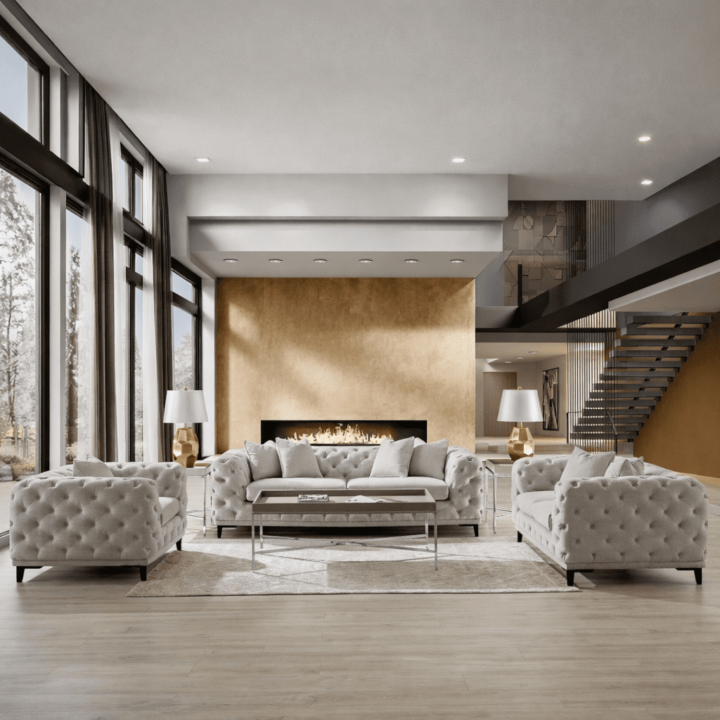 PLAIN TUFT SOFA SET