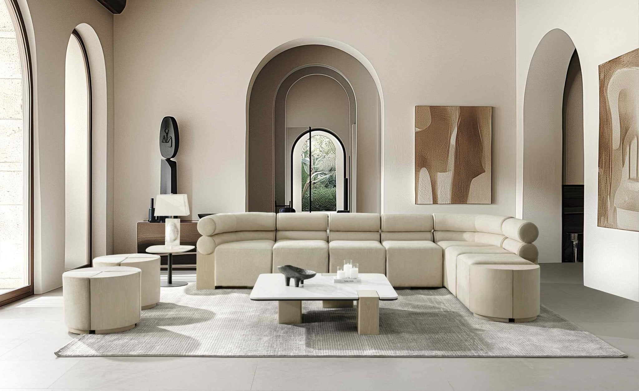 Raghad&Aseel Modular Wooden 1/4 Sector Ottoman