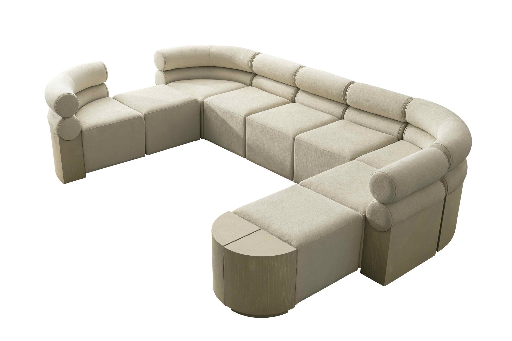 Raghad&Aseel Modular Wooden 1/4 Sector Ottoman