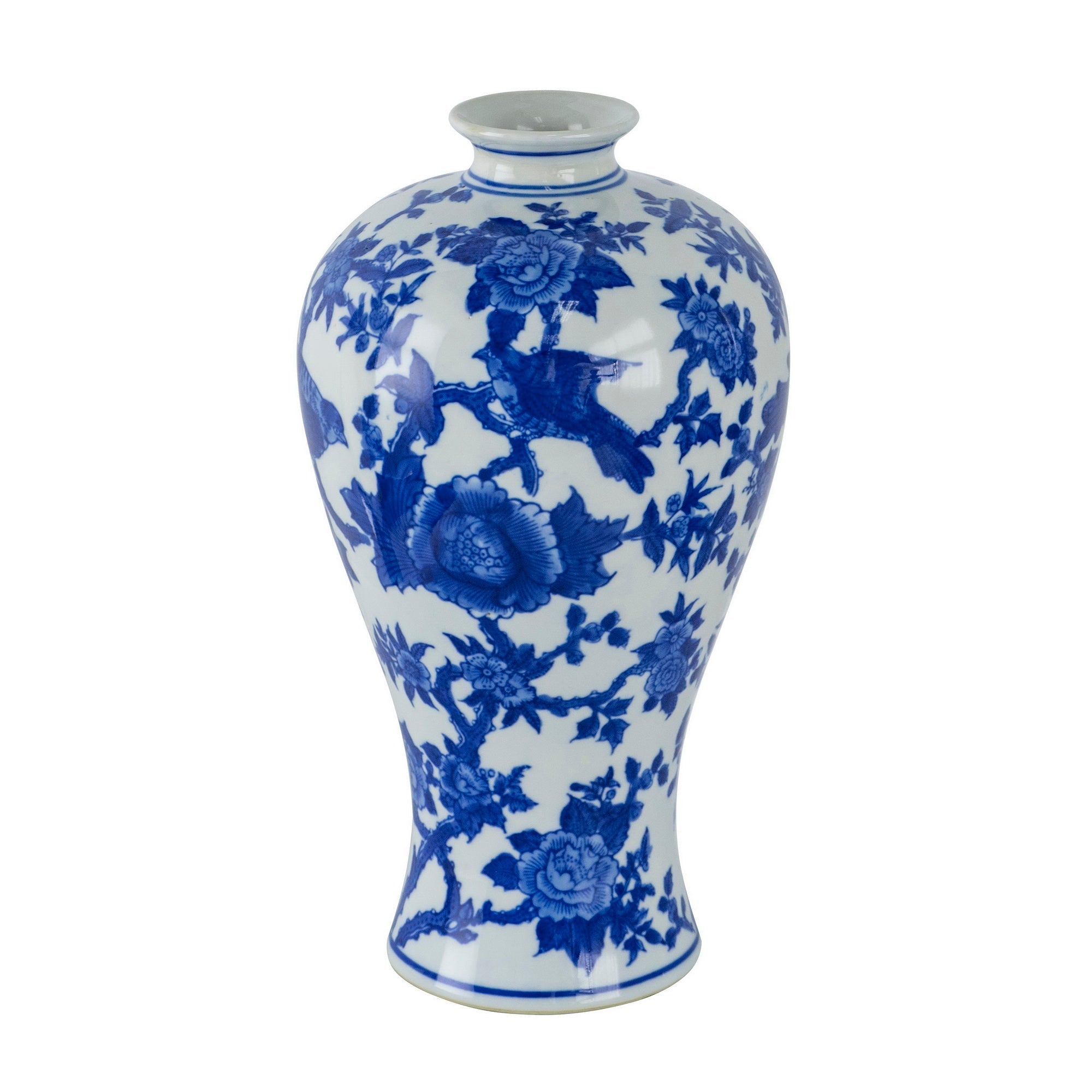 Ren Blue and White Bird Vase