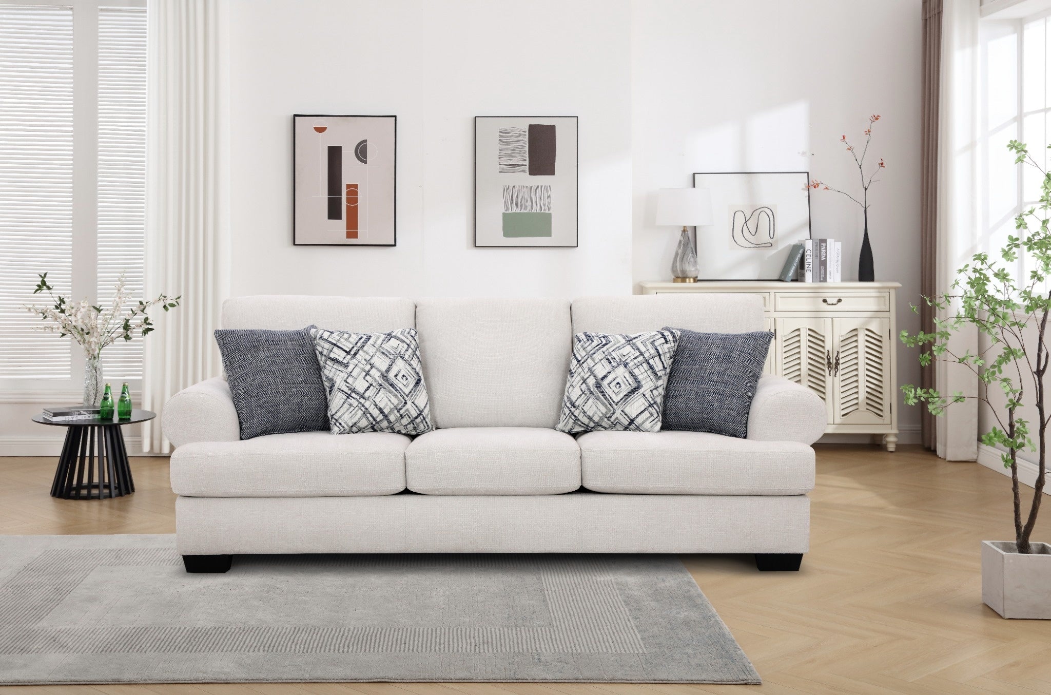 Elegant Off-White Sofa (236cm)